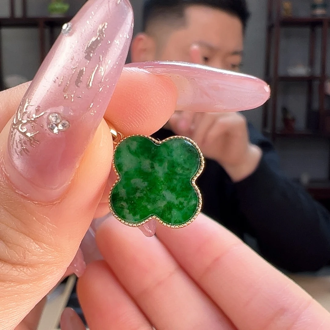 翡翠吊坠(不含链)18K金镶嵌吊坠3