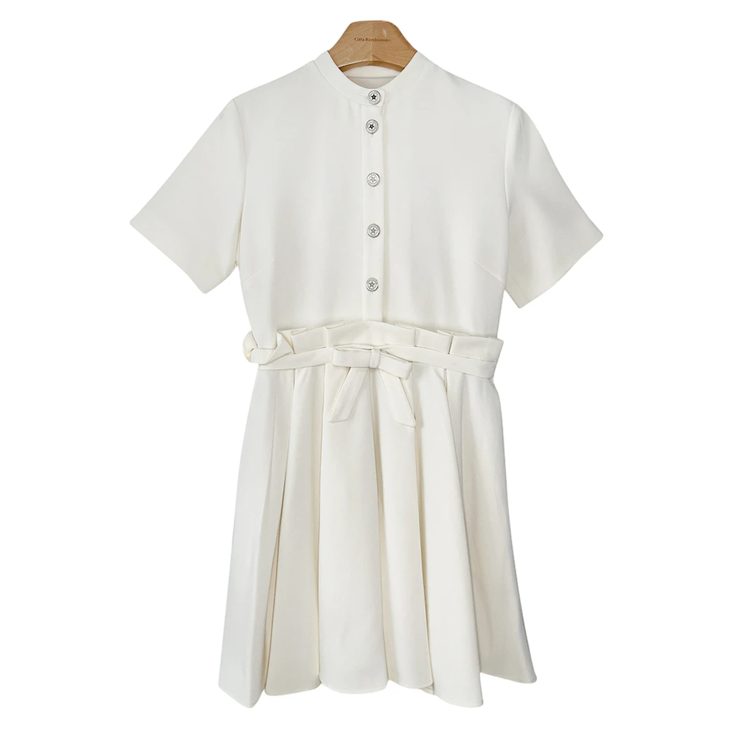 一批尾货 | 迪牌腰间花边褶皱短袖连衣裙360