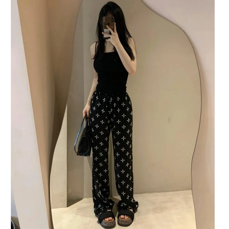 裤长112cm加长高个子丝阔腿雪纺裤女夏季薄款高腰垂感休闲拖地裤