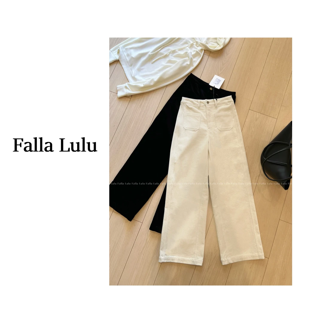 【英子家】超模灯芯绒双贴袋 | 奢牌感高腰显瘦立裁小A休闲裤 E2607