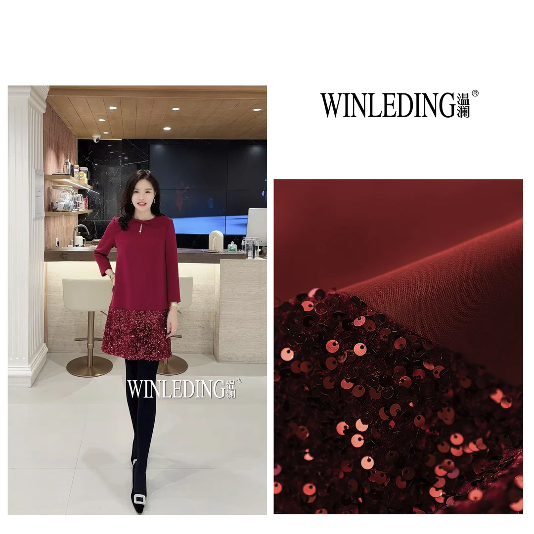 温澜服饰·澜 “冬禧”蝴蝶结亮片连衣裙50611