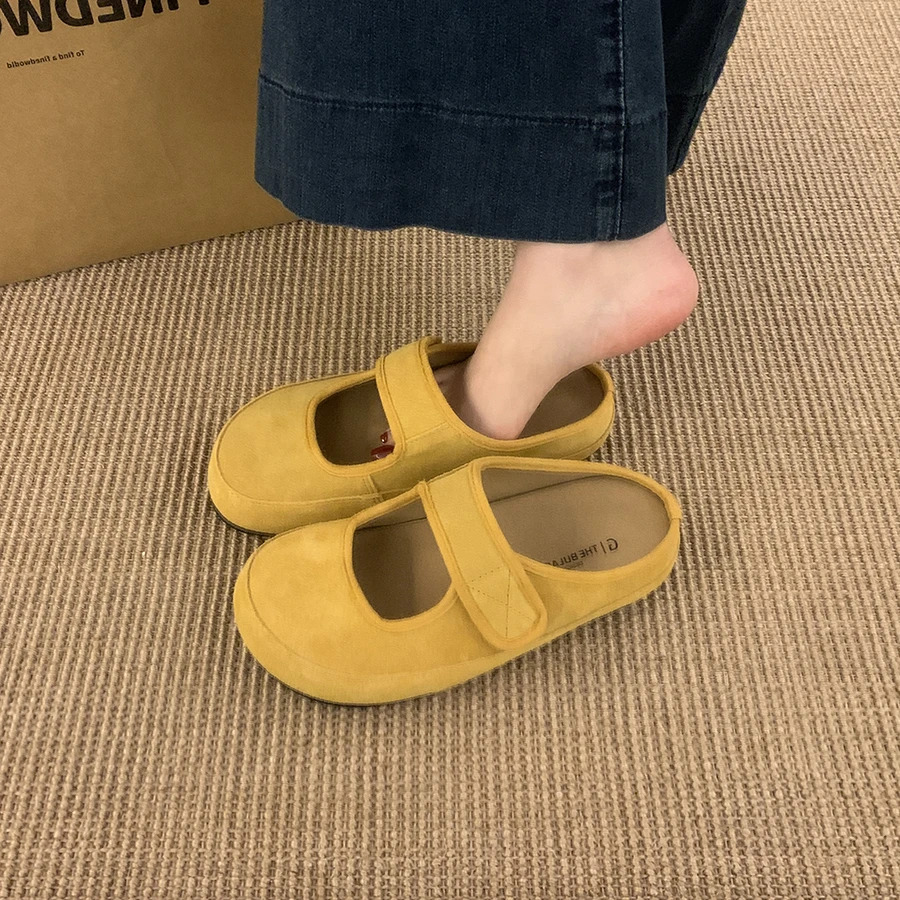 真皮厚底玛丽珍鞋春季外穿森系复古圆头单鞋休闲百搭新款轻奢女鞋