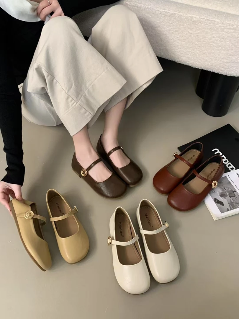 L155-2  小金扣玛丽珍单鞋女鞋子2024年新款法式气质软底温柔