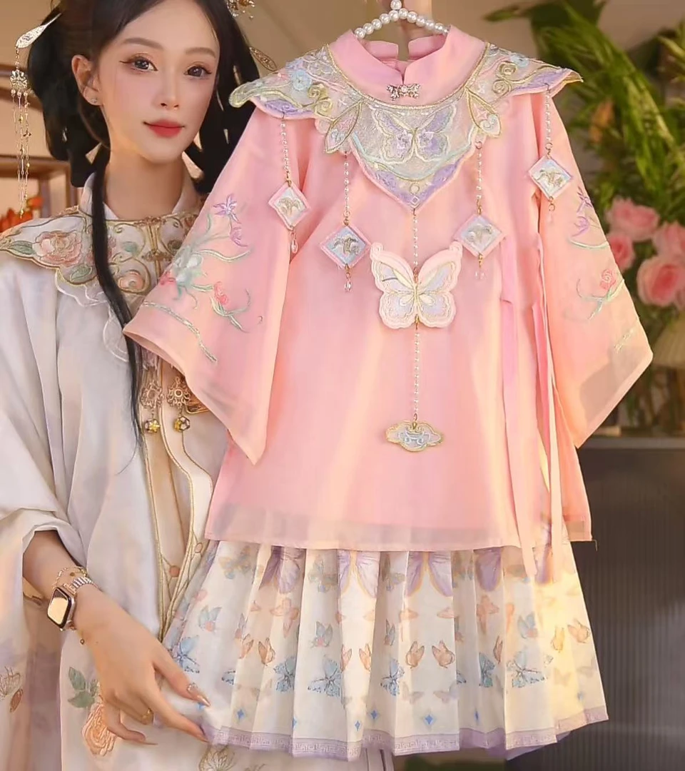 洛茵【粉黛】2025新款女童国风仙气夏季休闲汉服裙HFQ3005