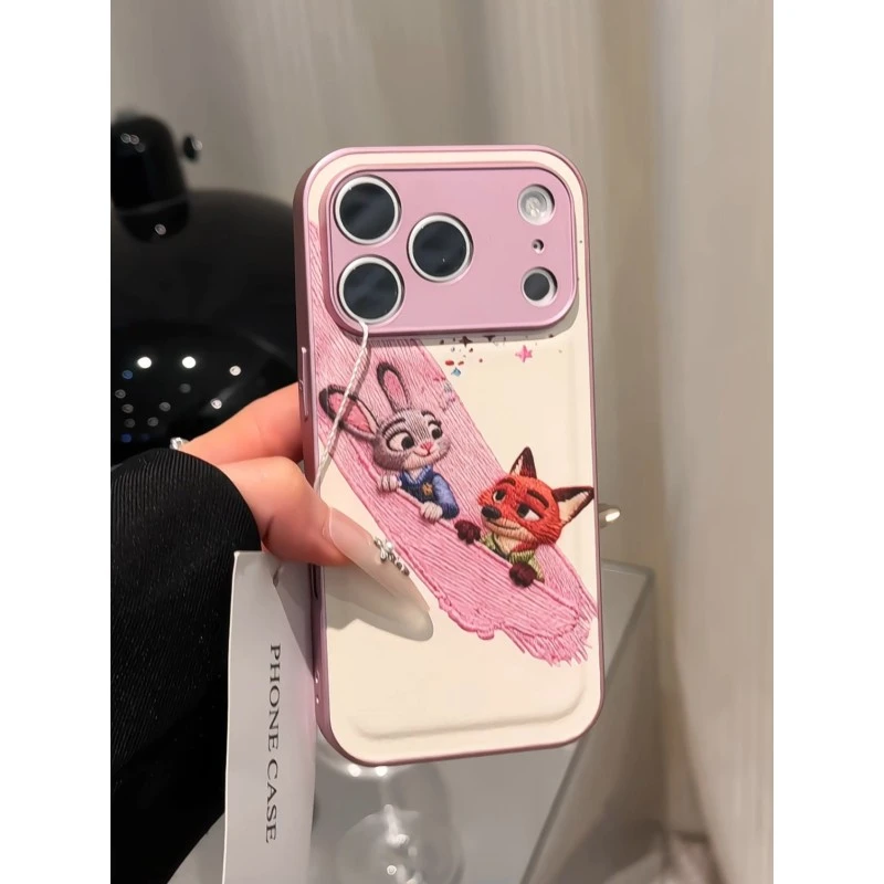 刺绣朱迪尼克适用苹果17p手机壳16PM金属皮纹oppo华为