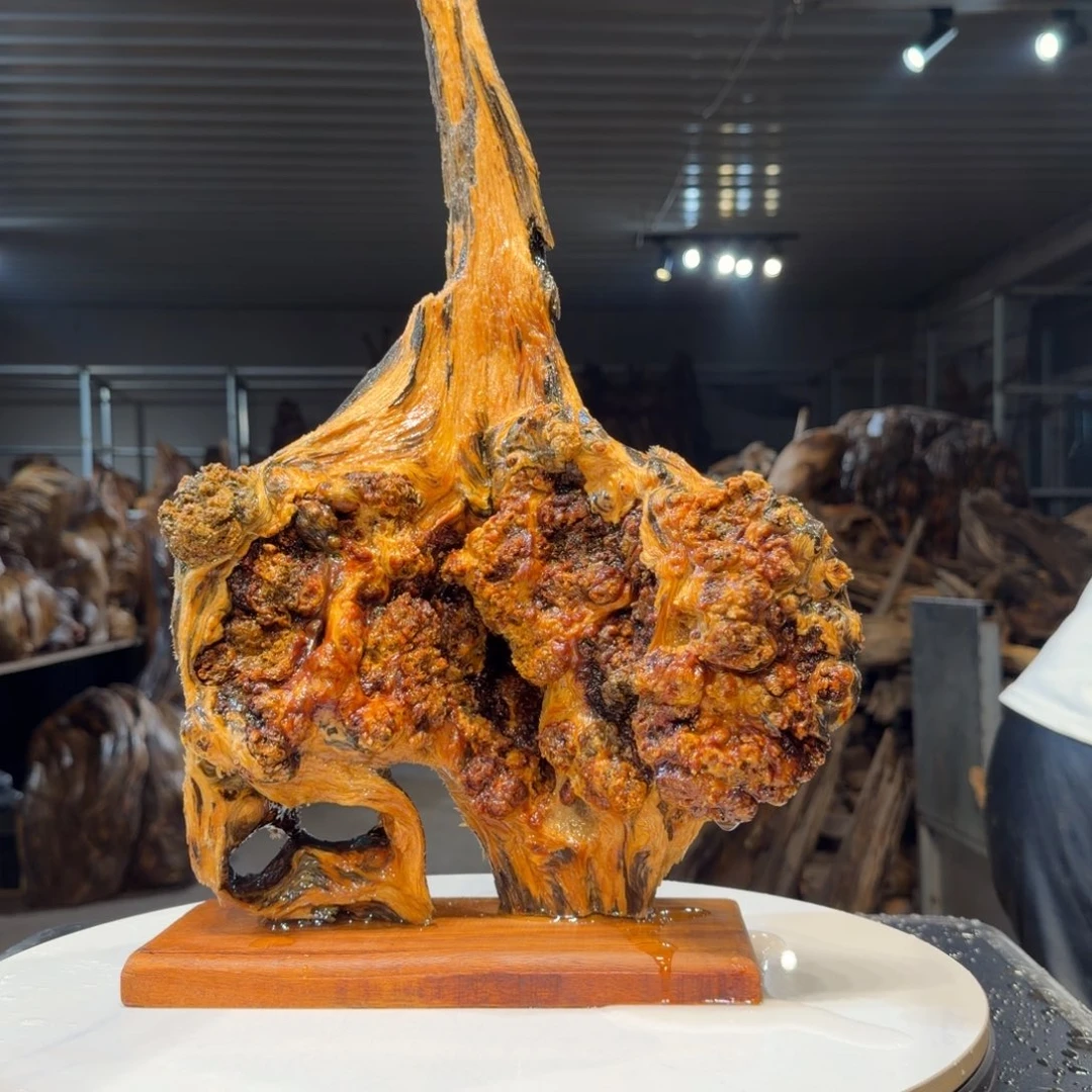 诺***泵木王一刀琥珀木摆件19