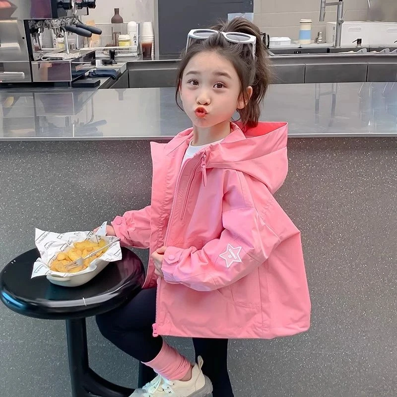 女童外套春秋款2024新款洋气女宝宝秋装韩版风衣儿童装秋季冲锋衣
