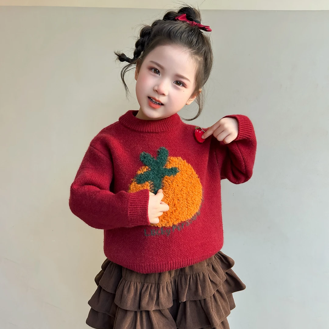 女童毛衣冬季2025新款加厚儿童保暖毛线衣小童女宝宝冬装内搭上衣