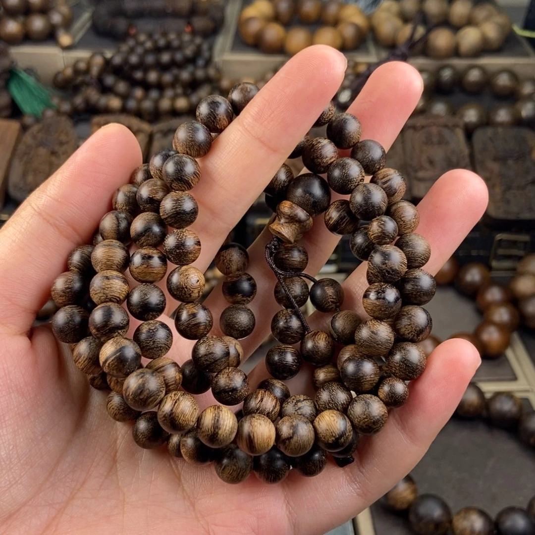 沉香手串销*越南芽庄白虎斑留疤