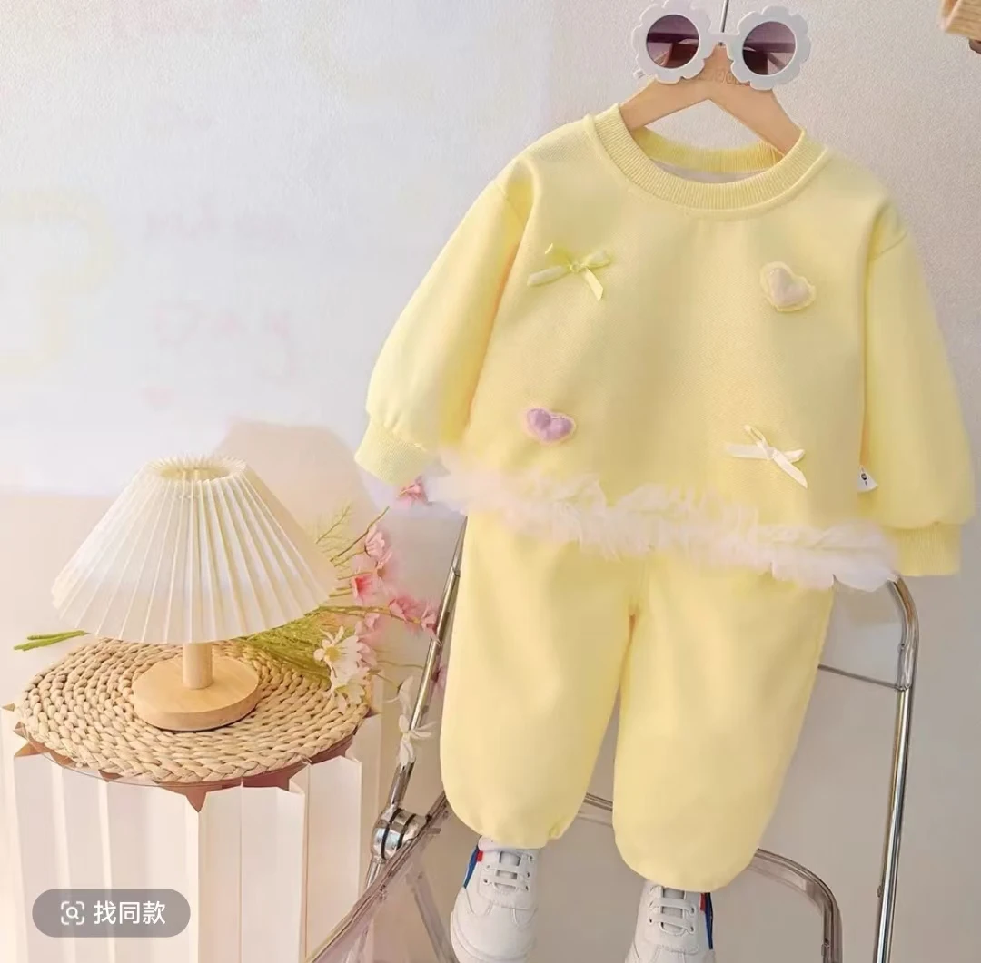 女童2025年新款洋气时髦双心花边春秋款儿童两件套ZS-J-C117