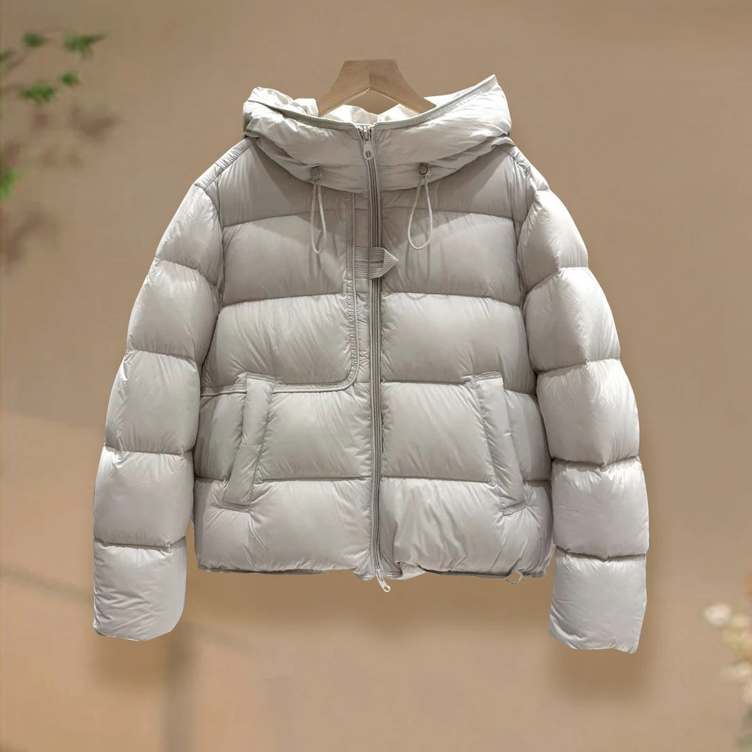 【涧蓝正品】冬季新款休闲连帽90白鸭绒羽绒服女保暖厚实外套显瘦