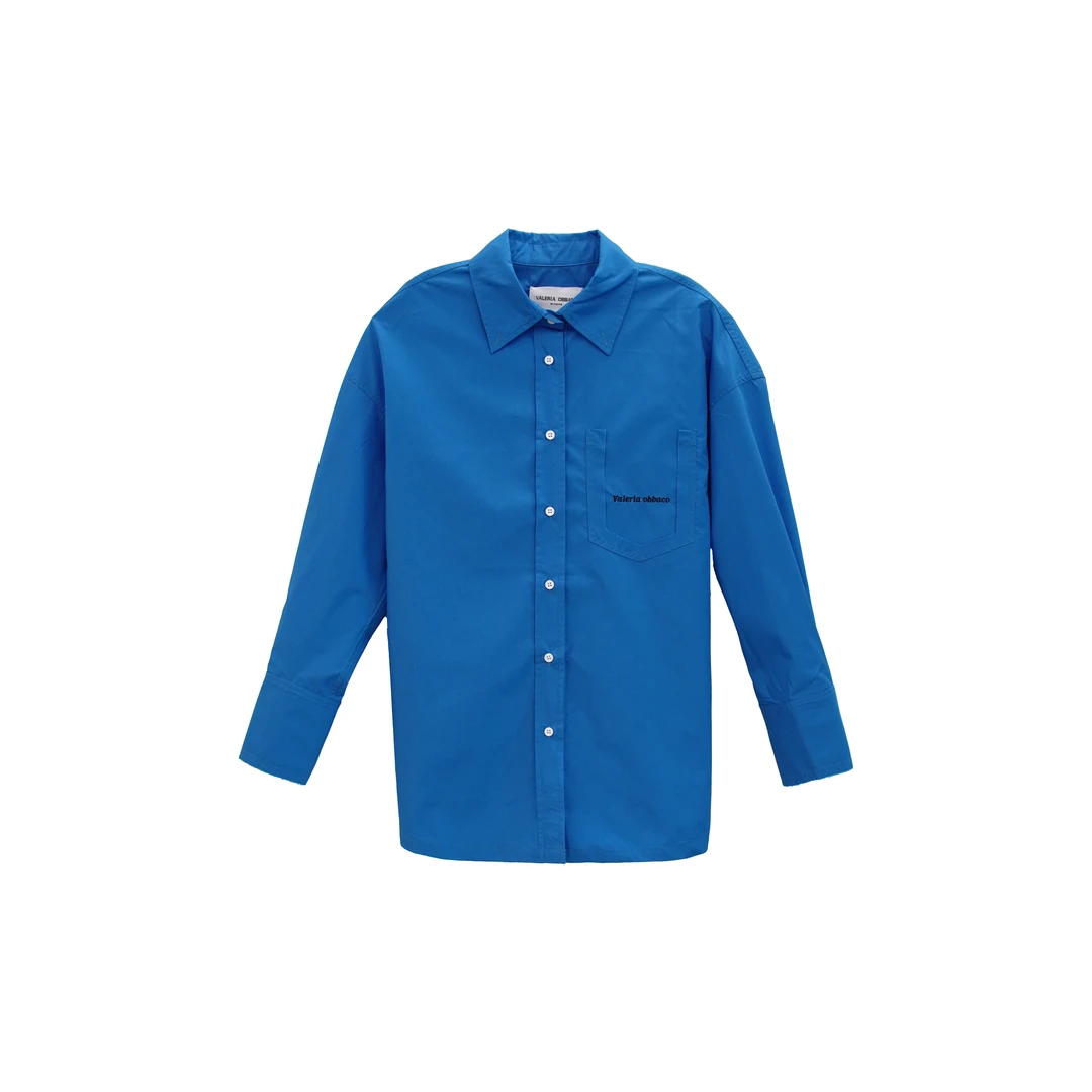 Valeria Obbaco25春新款蓝色廓形衬衫