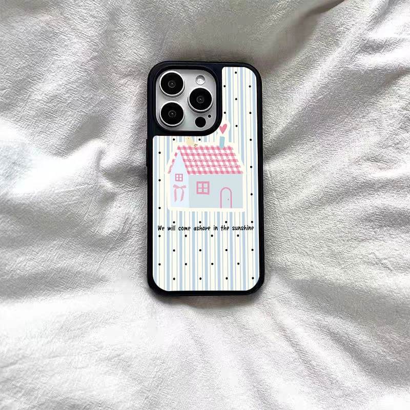 新款波点房子适用苹果16promax手机壳15小众14新款13亚克力12网红