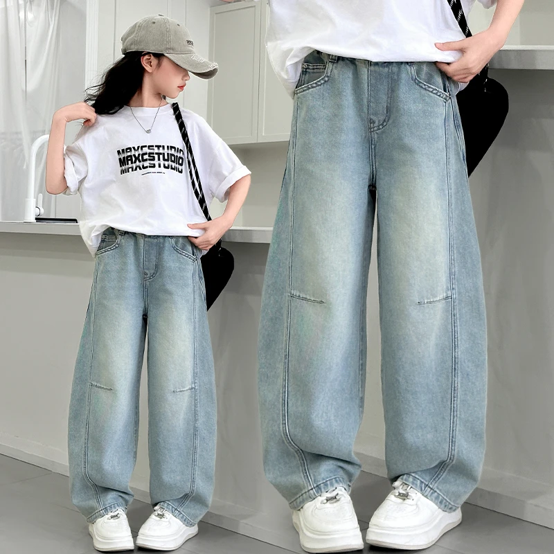 女童裤子夏季薄款2025新款中大童网红洋气儿童夏装百搭牛仔弯刀裤