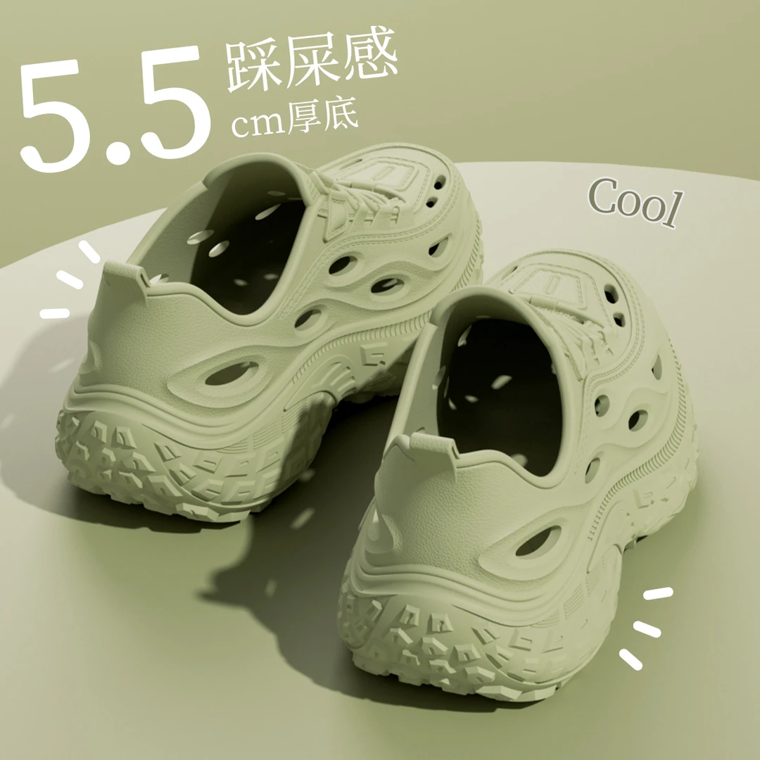 2025新款增高透气凉鞋男运动款百搭舒适耐磨防滑厚底踩屎感沙滩鞋