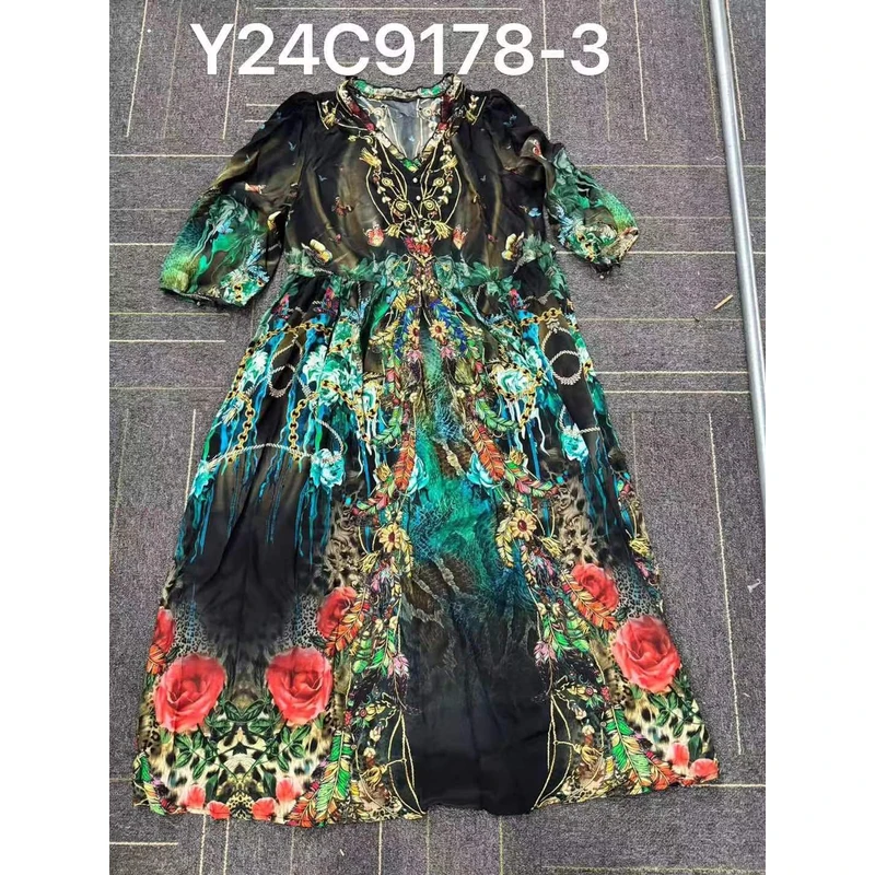 【2024-瑶瑶-三】重磅100桑蚕丝连衣裙Y24C9178-3