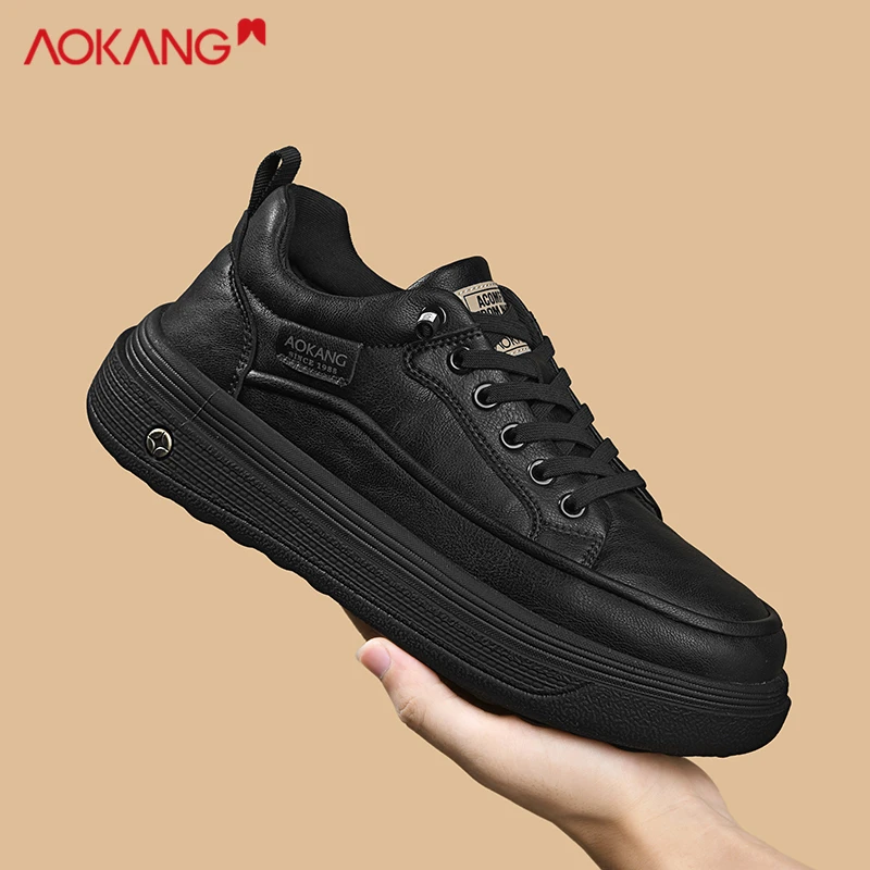 Aokang/奥康2025冬季户外增高运动休闲板鞋一脚蹬防滑保暖男鞋