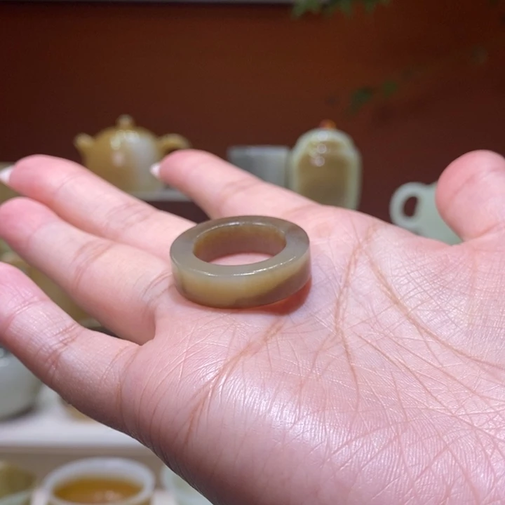 未镶嵌和田玉摆件巧克力糖戒环19.7mm