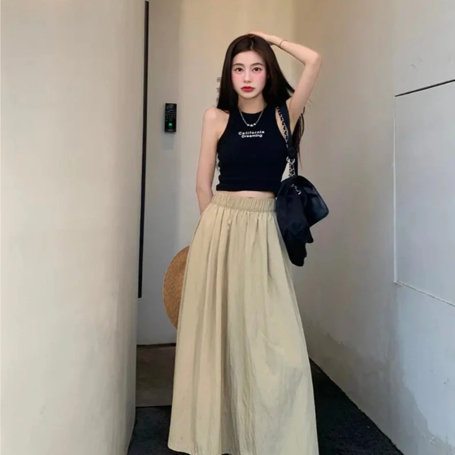 长半身裙夏季薄款2025新款山本裙法式收腰中长款山本风大摆伞定制
