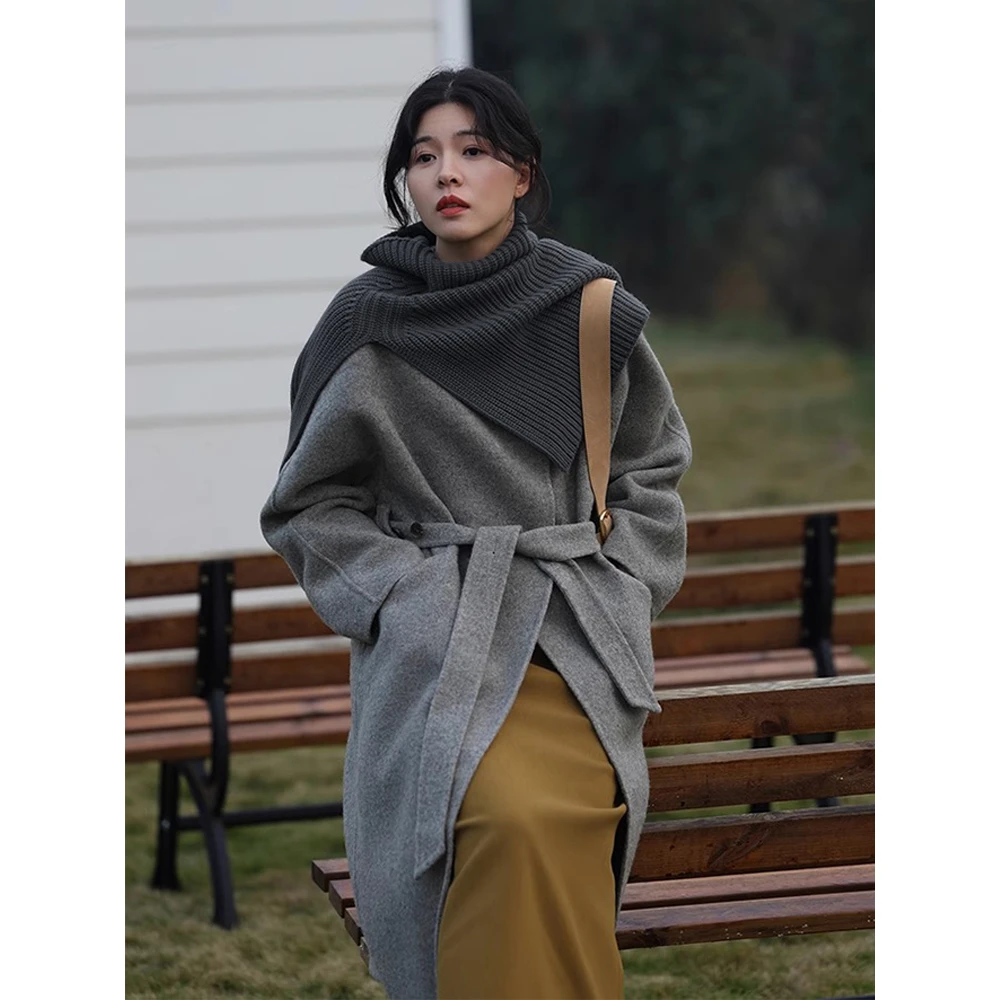 法式气质披肩围脖针织女秋冬叠搭不规则外搭开叉套头保暖脖套围巾