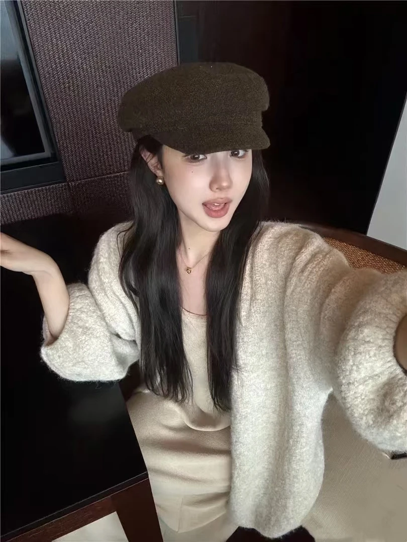 复古慵懒风加厚毛衣开衫外套