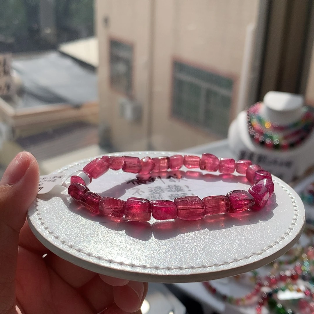 定制碧玺未镶嵌素圈卢比来红方糖原石随形不退换