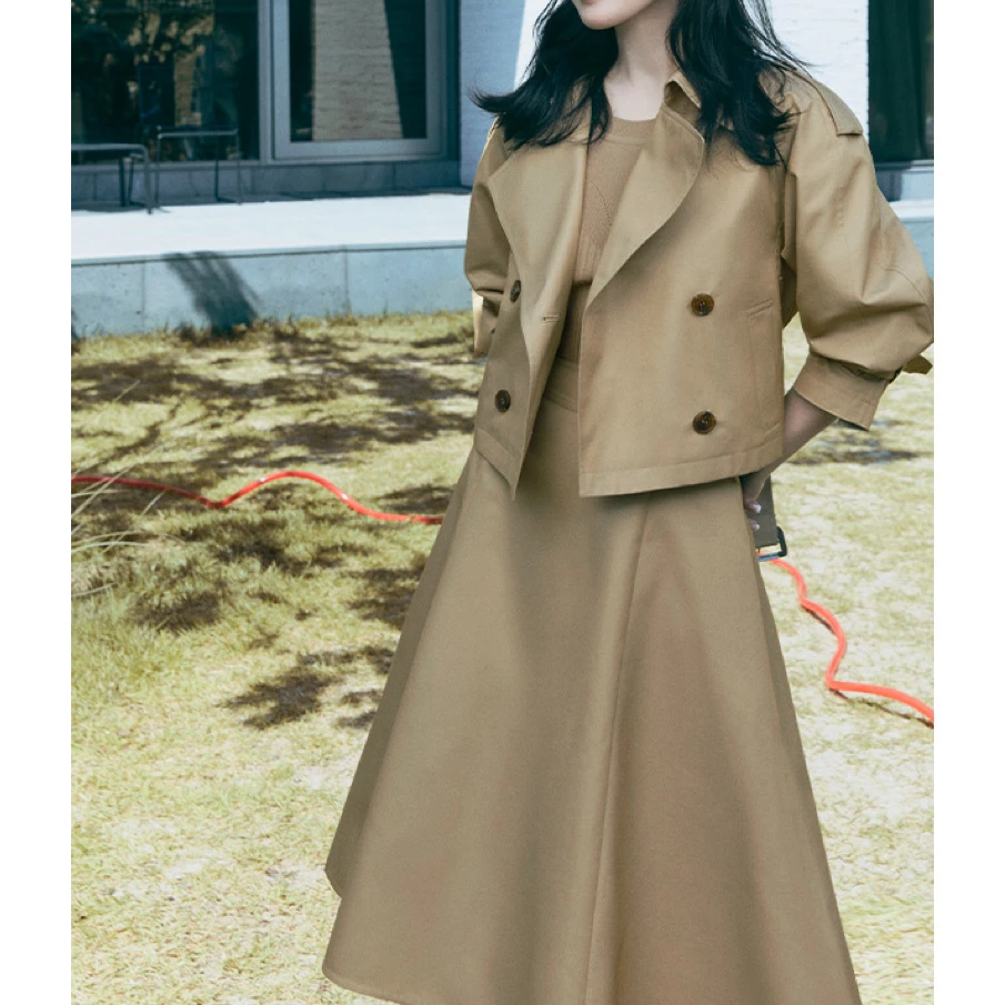 024年秋季新款短款风衣套装H版型显瘦女款帅气