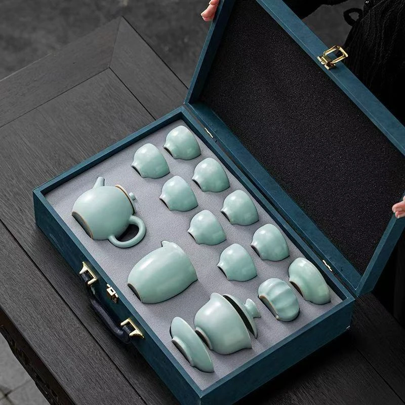 A-46(礼盒装)汝窑茶具套装家用高档泡茶礼盒