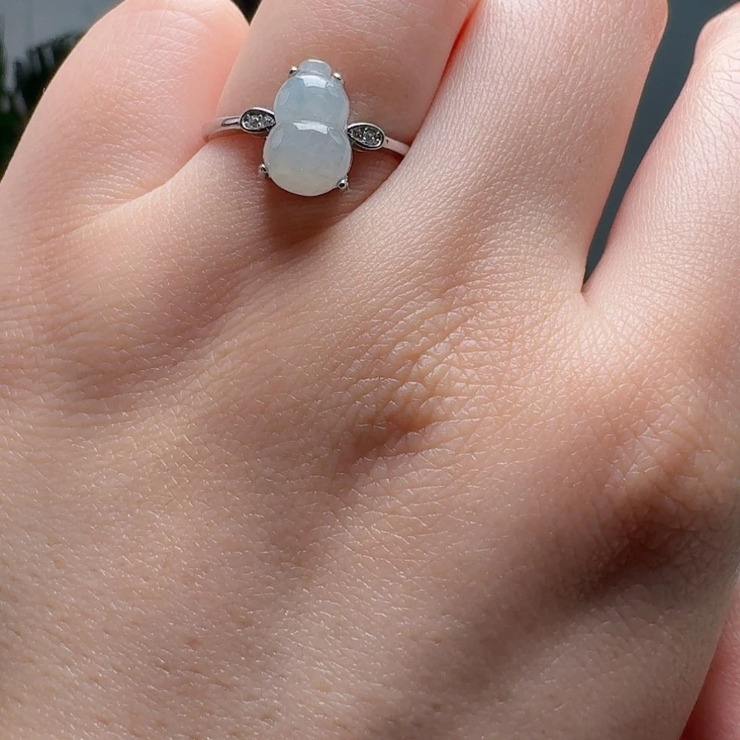 翡翠戒指银S925镶嵌天然