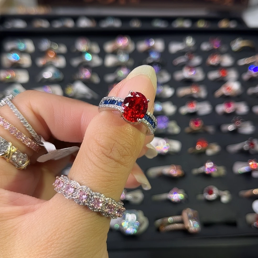 莫桑石非金属B蓝宝阶梯8*10红宝-12