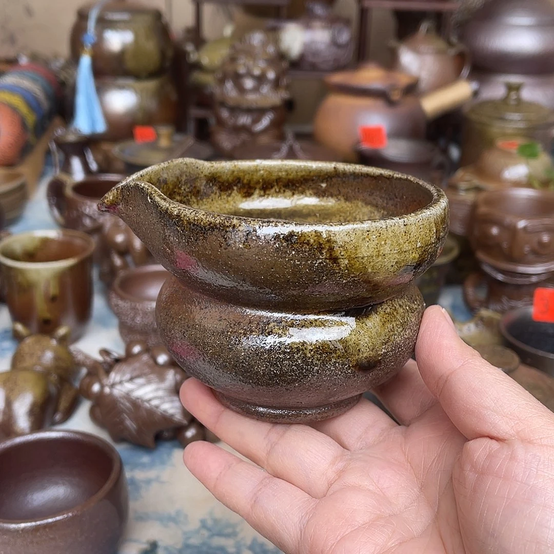 粗陶泥宽口葫芦公道杯210ml