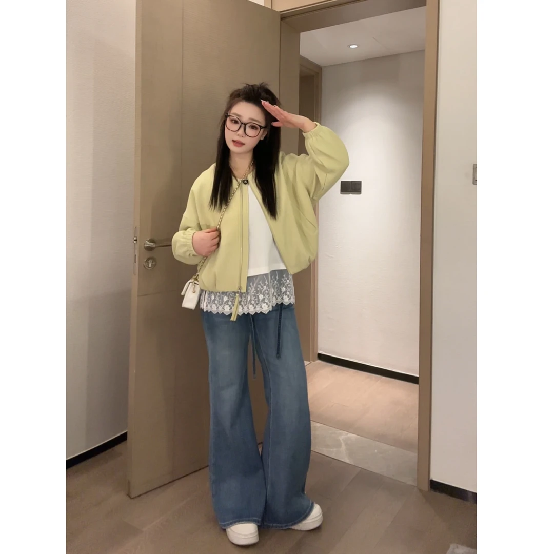 楠序魏魏【悄然心动】时尚百搭圆领韩版休闲宽松复古短外套NX13127