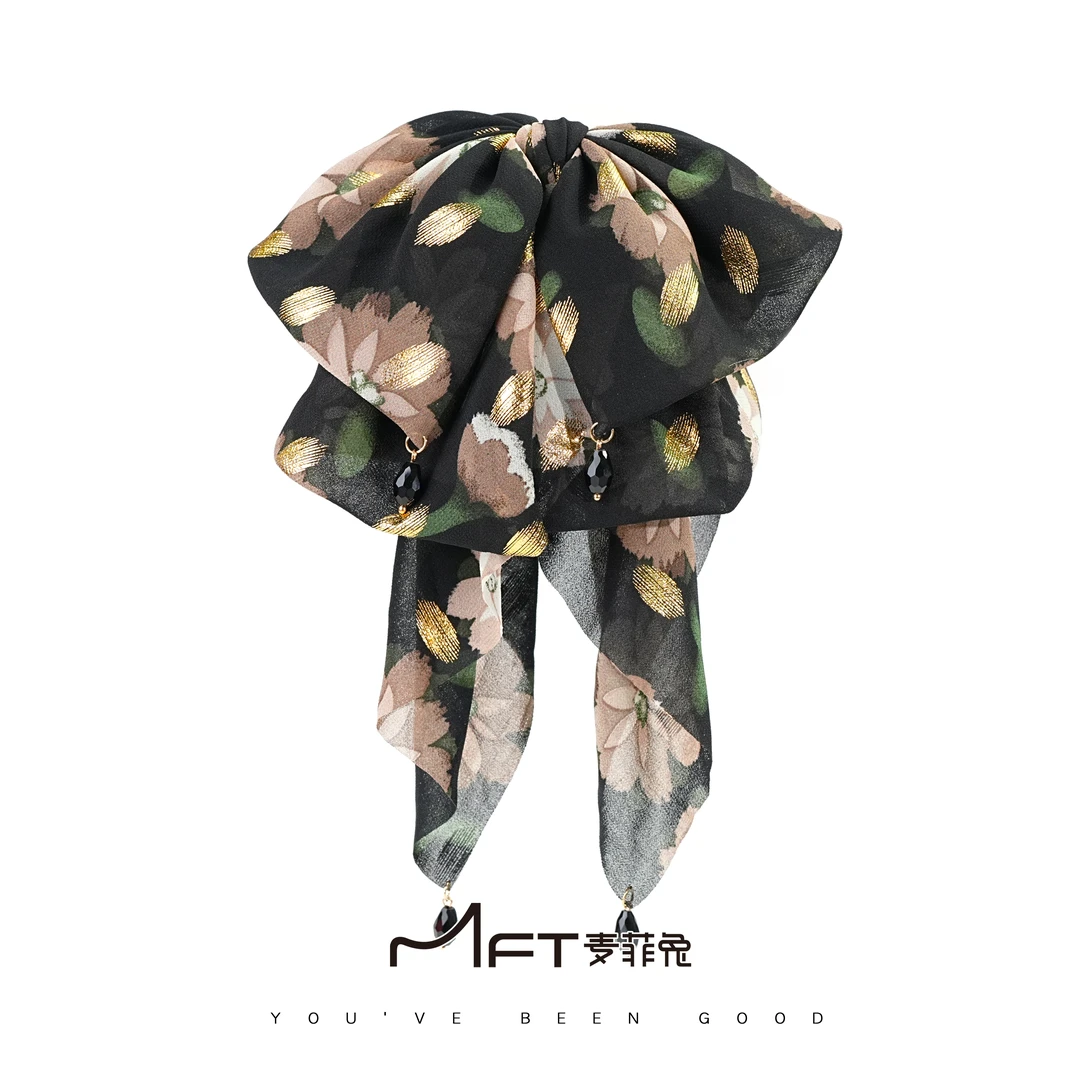 兰香韵马尾夹法式复古田园风长款飘带懒人抓夹优雅气质发饰发夹