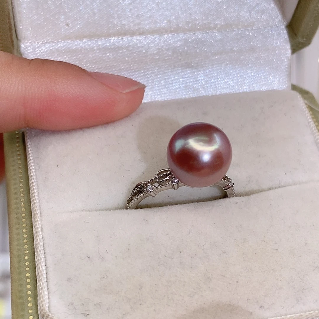 戒指银S925镶嵌淡水珍珠