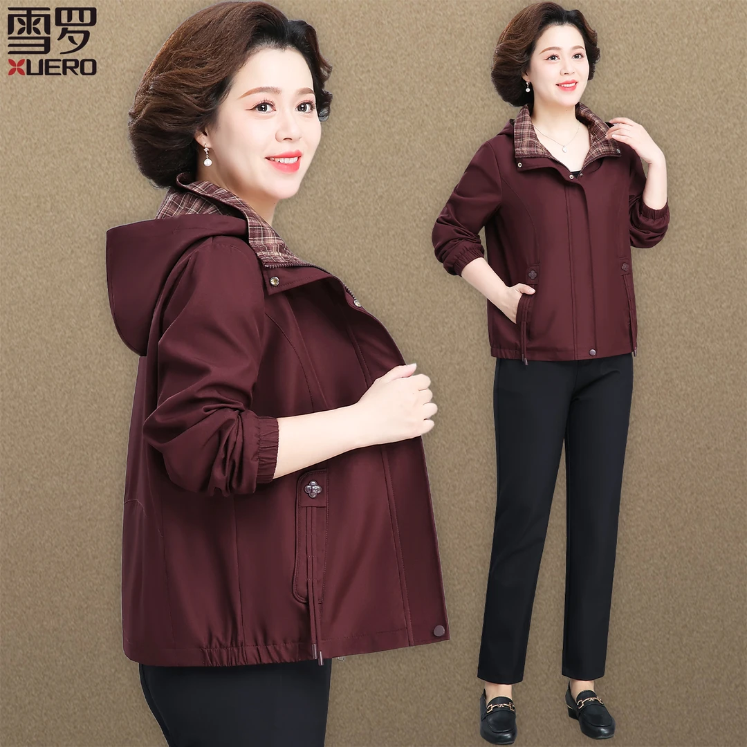 中年妈妈外套春秋短款风衣中老年女装秋装夹克贵夫人高端洋气上衣