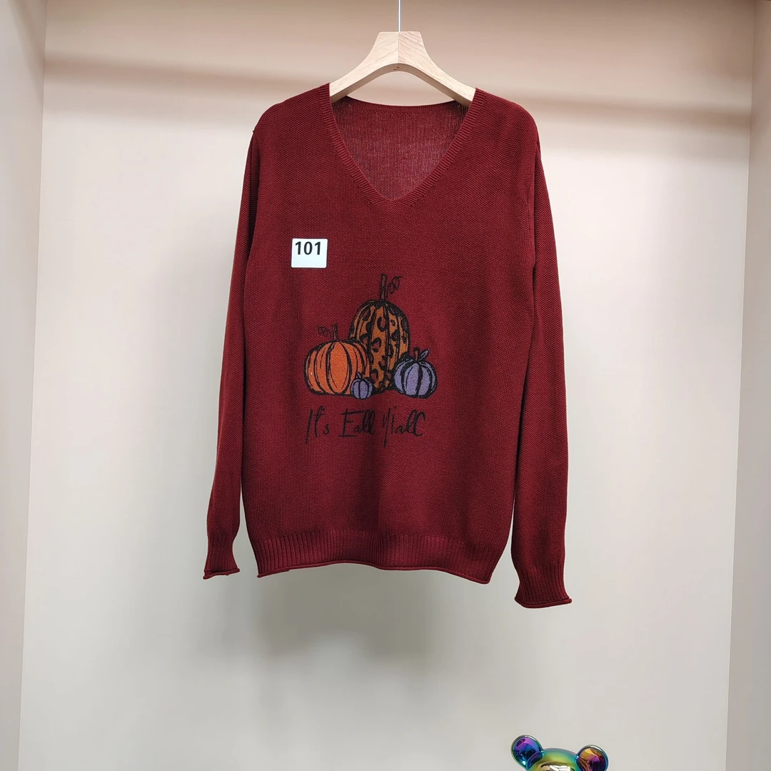 【专属多款】针织卫衣文艺复古针织衫女休闲百搭提花棉线套头上衣