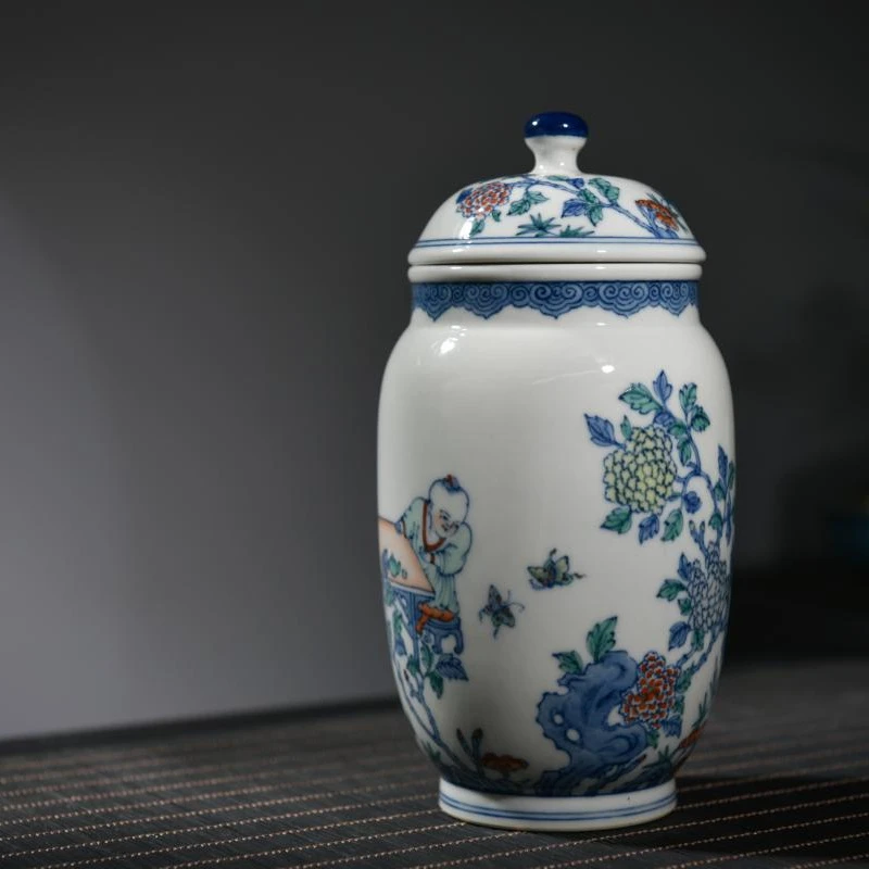 TXH8065[学茶严选]斗彩婴戏图状元罐陶瓷