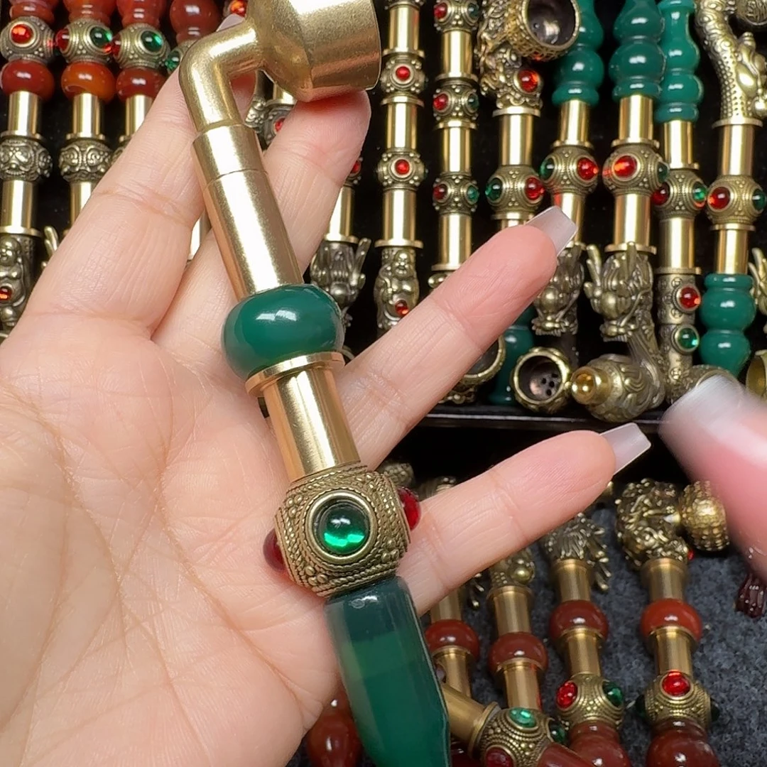 黄铜绿色烟锅2公分