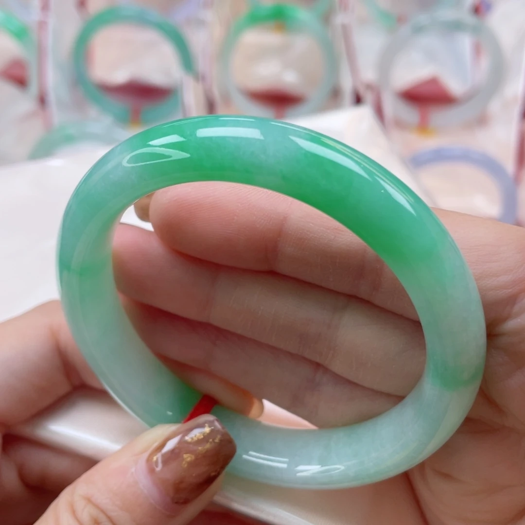 未镶嵌手镯翡翠55.8正圈 甜果绿 小甜妹 完美无暇12号