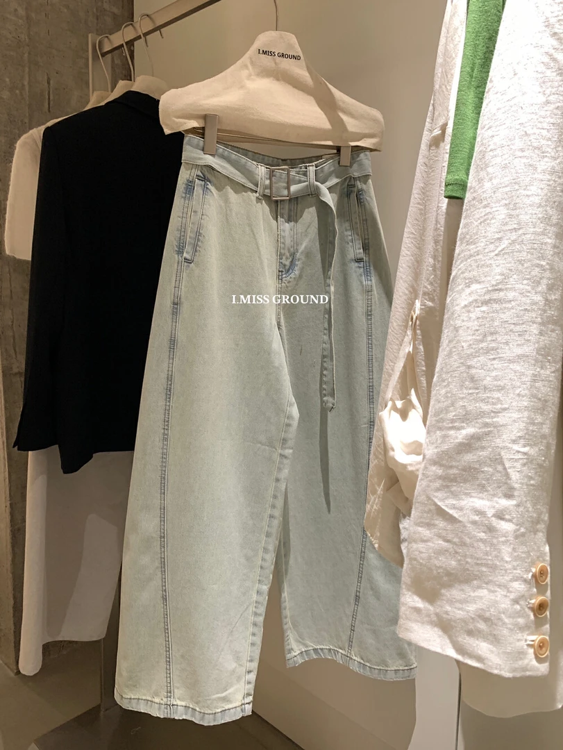 imiss@5290 韩系简约百搭休闲宽松阔腿牛仔裤（S裤长101左右） 4-14