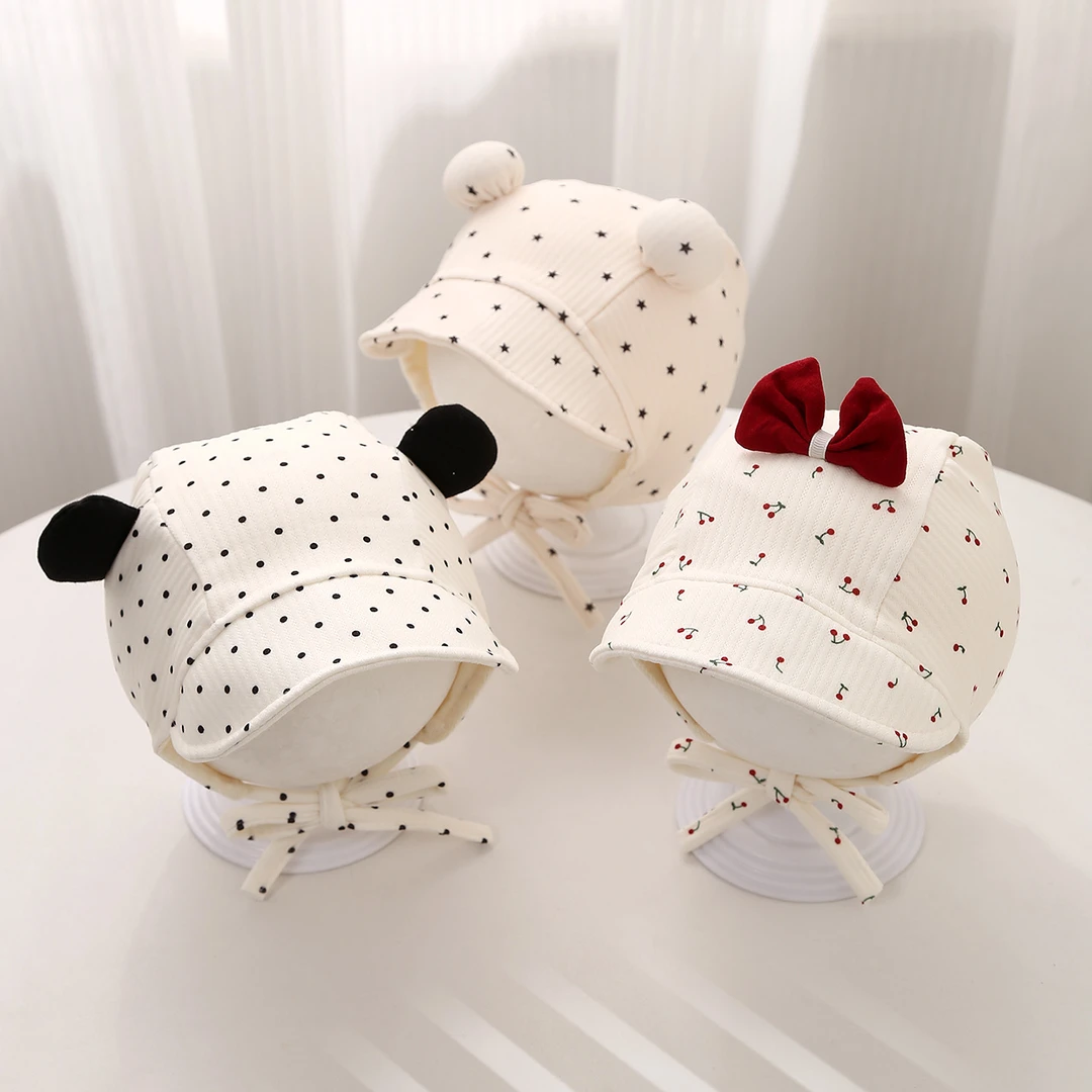 婴儿帽子春秋款可爱包头帽虎卤门遮阳秋季婴幼儿护耳男女宝宝萌