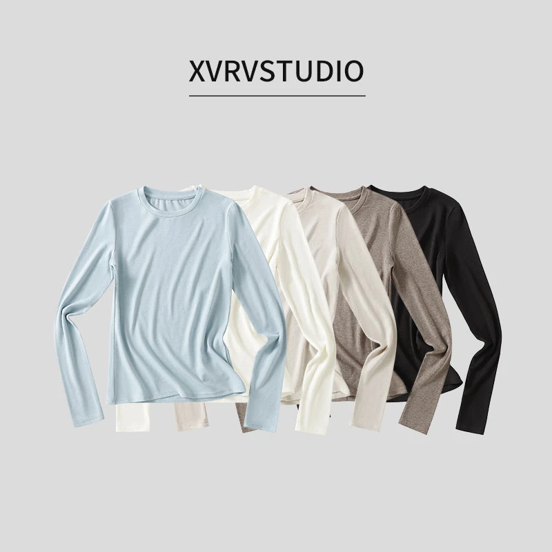 【XX严选服饰】XVRV“美利奴羊毛”慵懒风圆领打底衫女2025秋季长袖