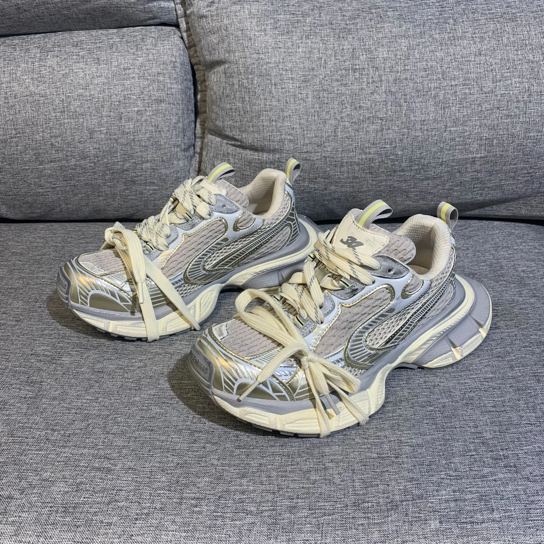 2025潮牌网面透气巴家老爹鞋女复古做旧增高厚底休闲女鞋手工鞋