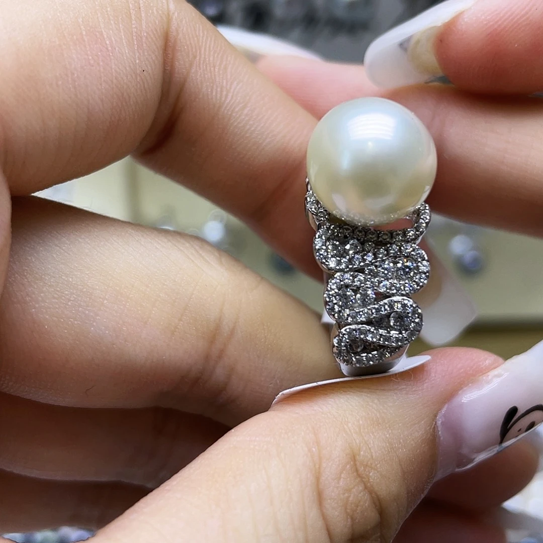 海水珍珠戒指银S925镶嵌