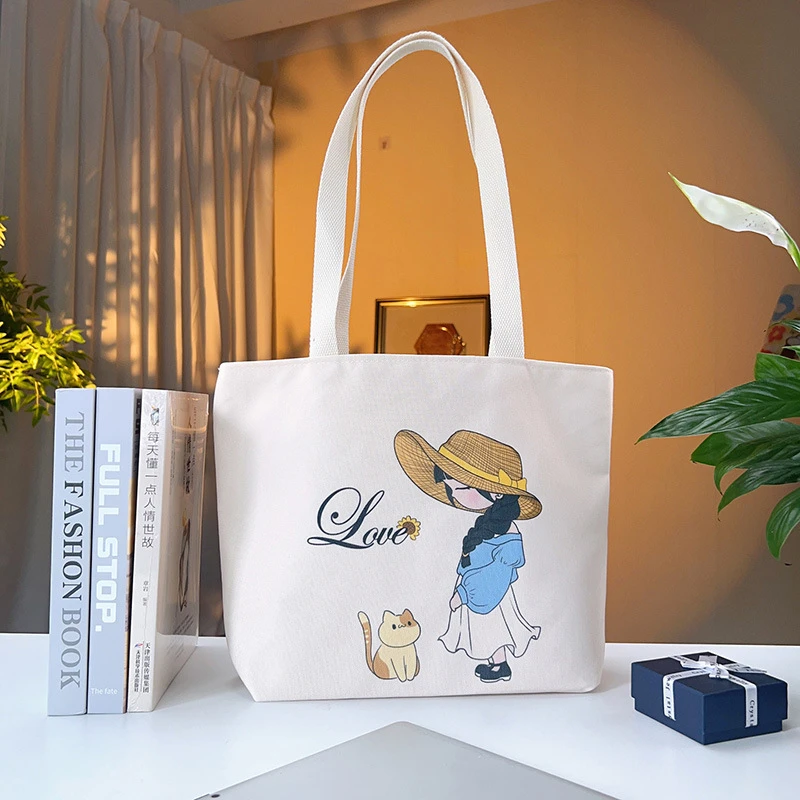 【爆款】帆布包女大容量卡通可爱2024新款单肩手提袋托特包购物袋手