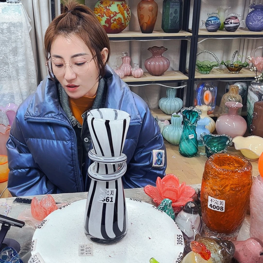 条纹瓶不完美家悦琉璃工艺品福利