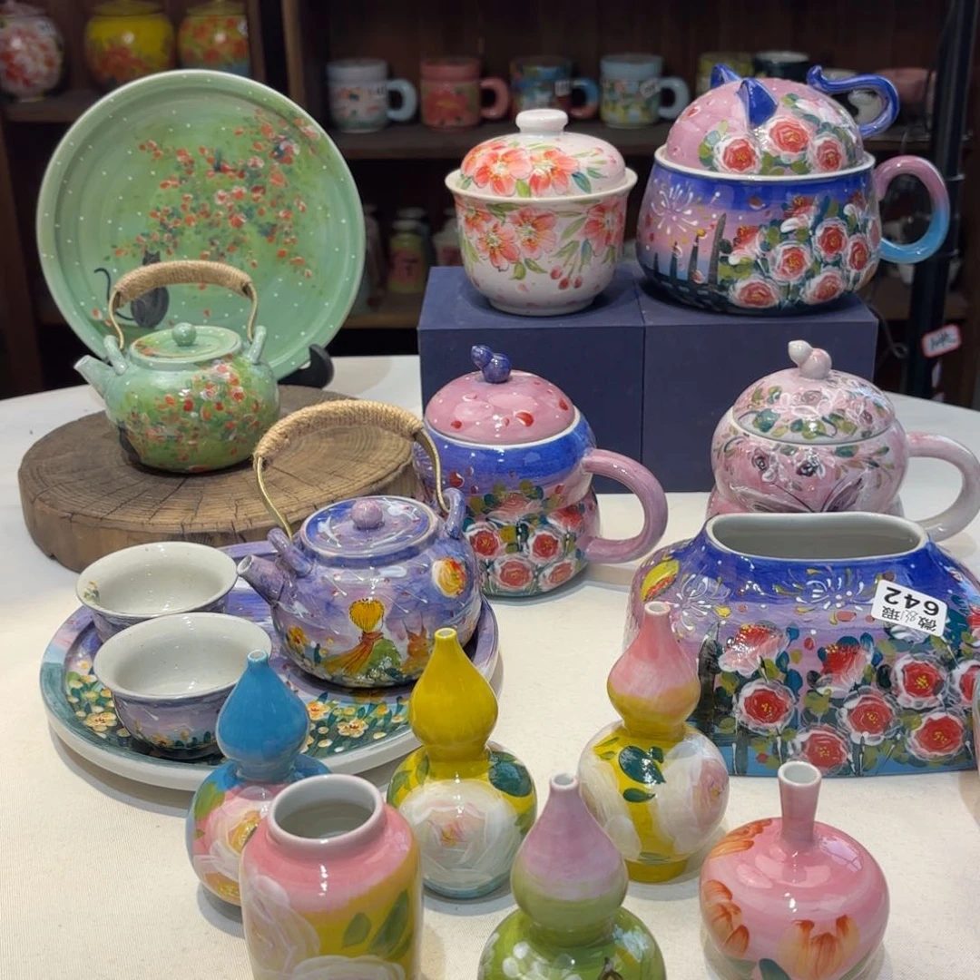 景德镇手绘高温釉下彩陶瓷茶具