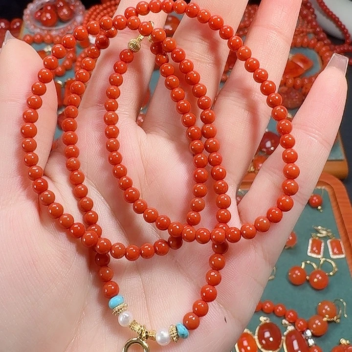 南红玛瑙未镶嵌55长万能链4.2