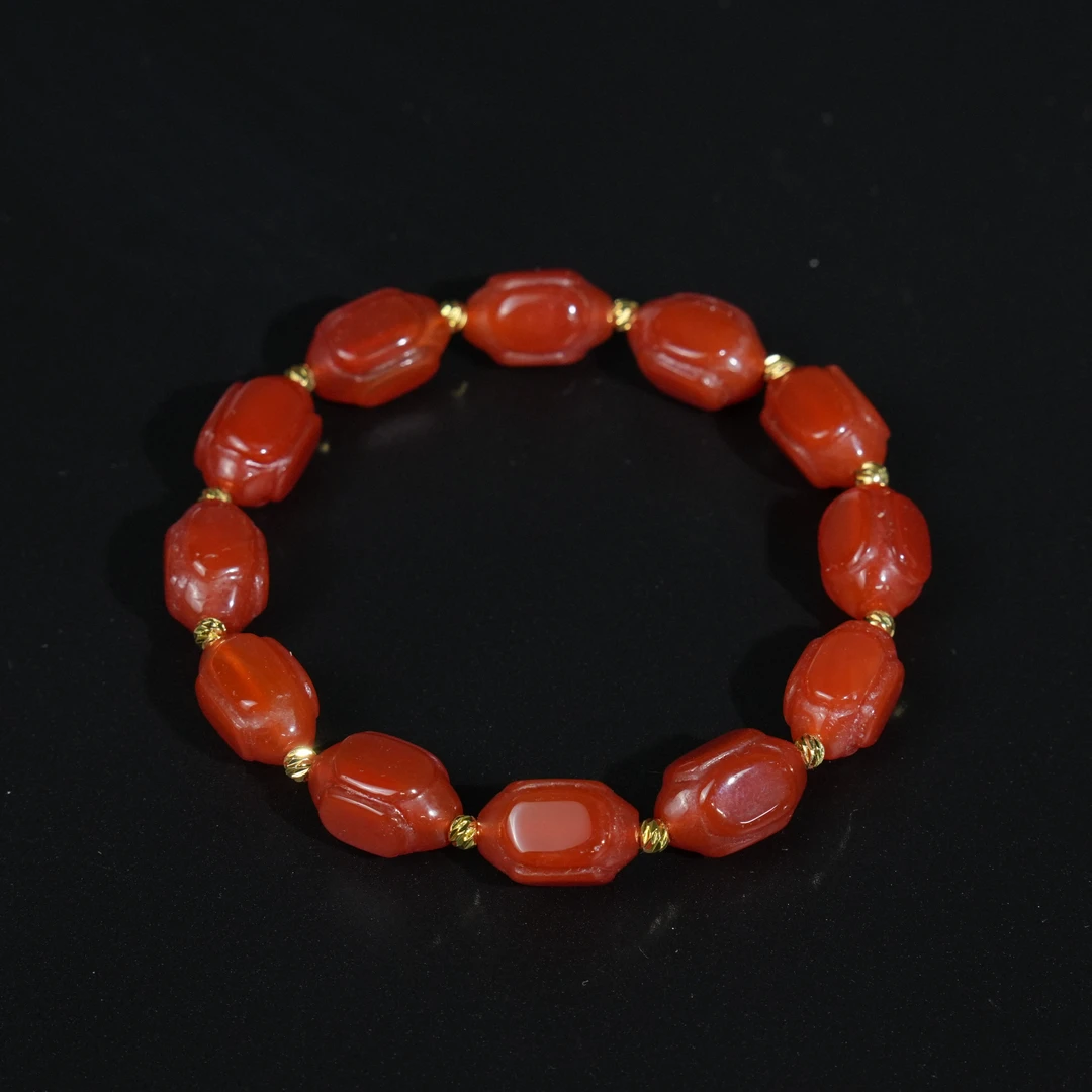 清代红玛瑙灯笼珠手串【华豫之门】ADE 260423 009