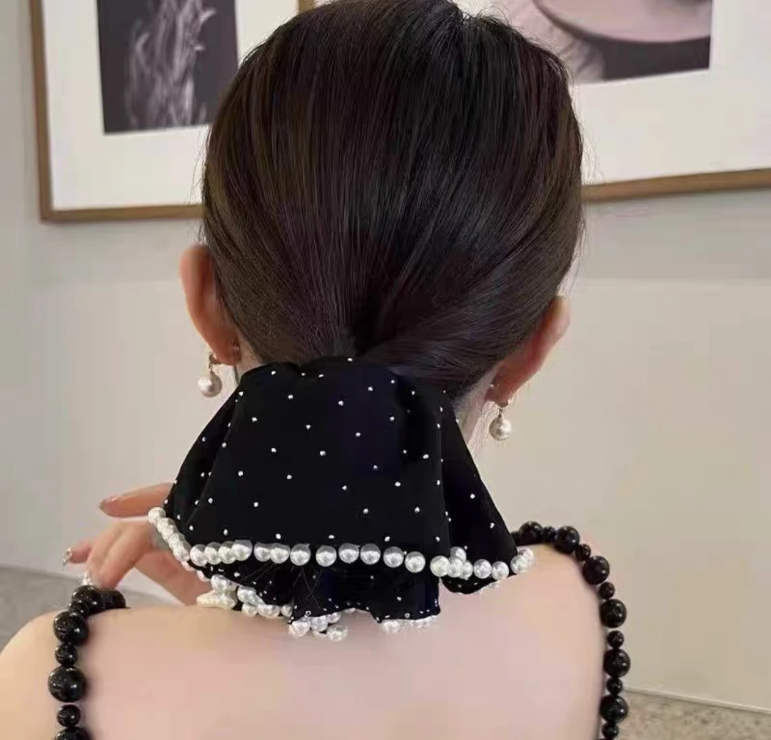 发圈飘带黑色马尾优雅发饰饰品时尚发带布艺发箍韩式